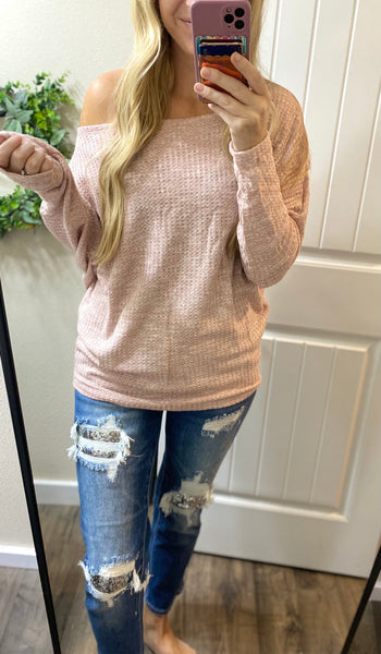 Light Pink Ribbed Waffle Top