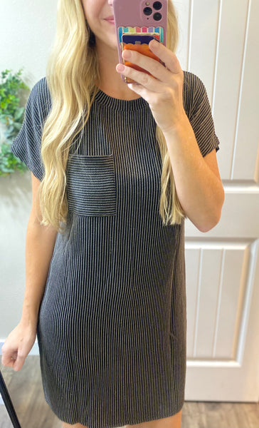 Everyday Favorite Ribbed Knit Dress in Black