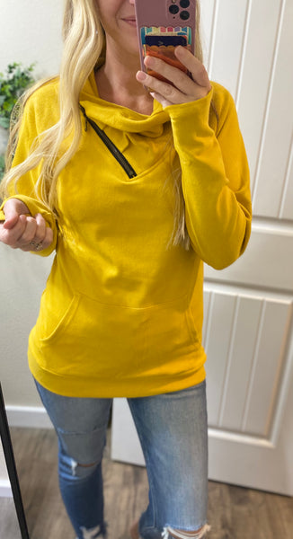 MM Mustard Zip Cowlneck