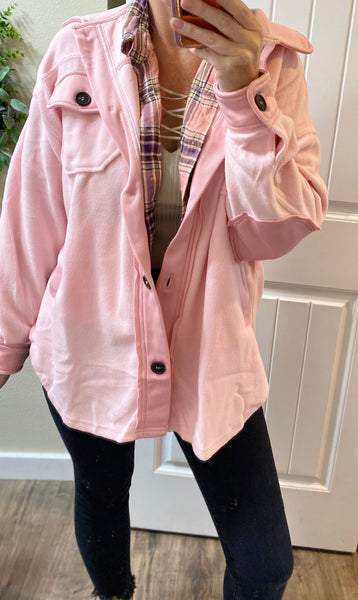 Pink Oversized Fleece Shacket