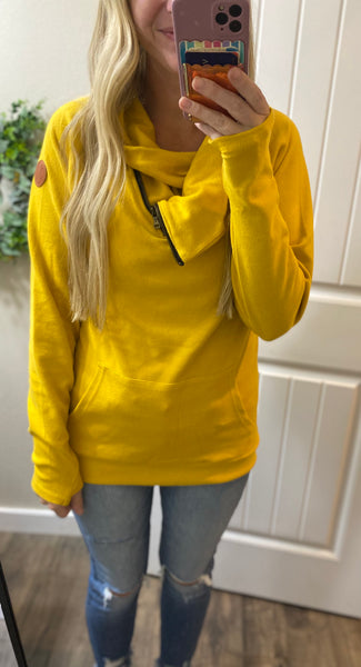 MM Mustard Zip Cowlneck