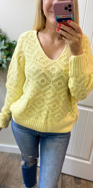 Yellow V-Neck Soft On/Off Shoulder Sweater