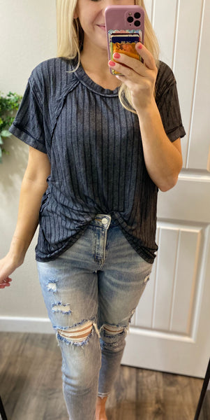 Mineral Wash Ribbed Dolman Top