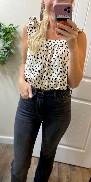 Ivory Dot Bow Back Sleeveless Blouse