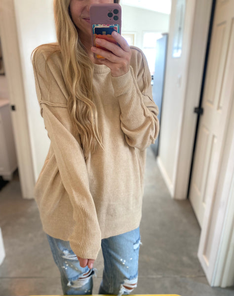 Melange Oversized Hi-Low Pocket Sweater