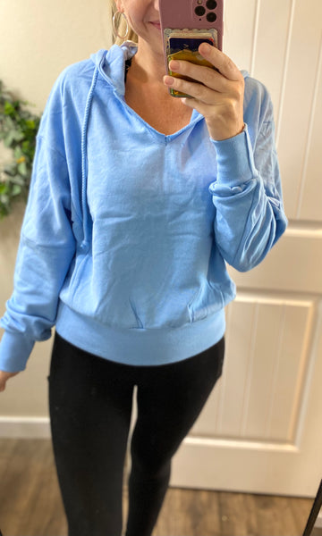 My Favorite Terry Split Neck Hoodie