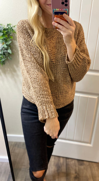 Mocha Knit On/Off Shoulder Sweater