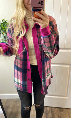 Magenta Plaid Shacket