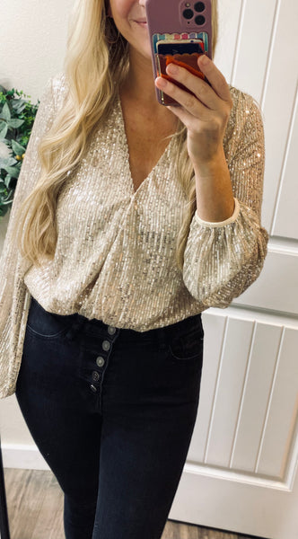 Long Sleeve Sequin Bodysuit