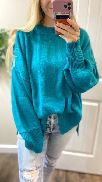 Oversized Aqua Sweater