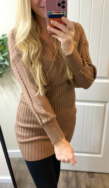 Brown Cableknit Sweater Tunic