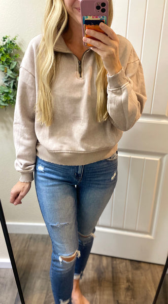 Ash Mocha 1/4 Zip Fleece Pullover