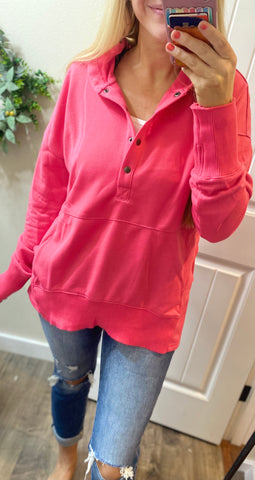 Pink Snap Button Pullover