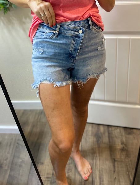 Loveret Raw Hem Distressed Shorts