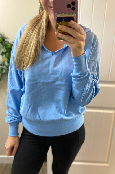 My Favorite Terry Split Neck Hoodie
