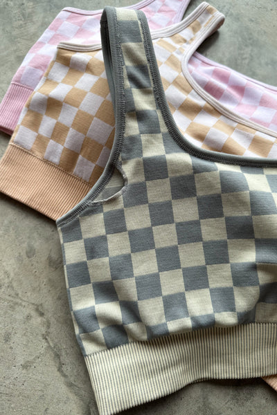Preorder Blakeley Checker Bra & Biker Short Sets