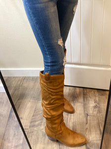 Chesnut Faux Suede Ruched Boots