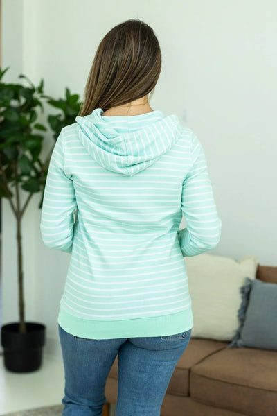 Mint Stripe Full Zip Hoodie