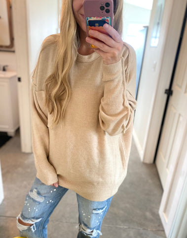 Melange Oversized Hi-Low Pocket Sweater