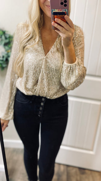 Long Sleeve Sequin Bodysuit