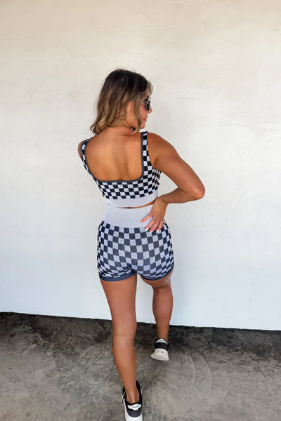 Preorder Blakeley Checker Bra & Biker Short Sets