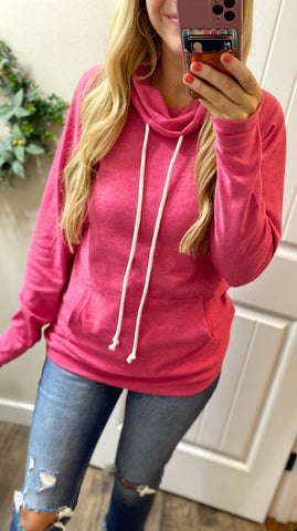 Heathered Pink Cowl Pullover