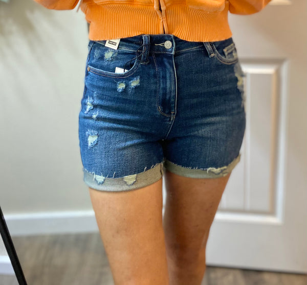 Judy Blue Tummy Control Lightly Distressed Shorts