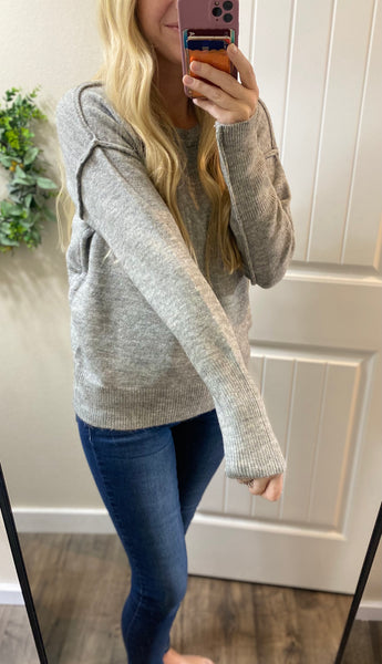 Melange Hi-Low Round Neck Sweater