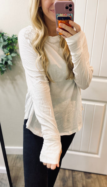 Cotton Raglan Sleeve Thumbhole Top