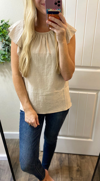 Woven Flutter Cap Sleeve Top