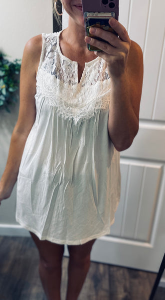 Sale! White Lace Detail Sleeveless Top