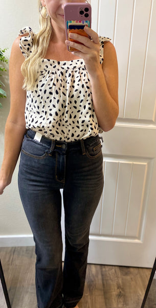 Ivory Dot Bow Back Sleeveless Blouse