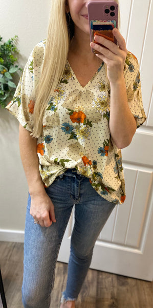 Sale! Floral V-Neck Blouse