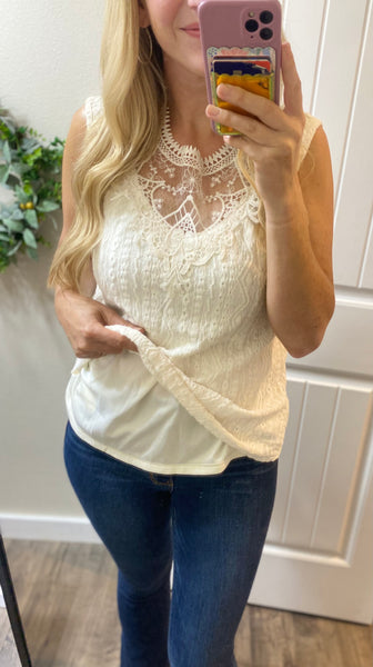 Lace Eyelet Sleeveless Top