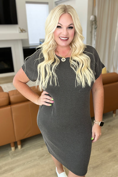Everyday Favorite Ribbed Knit Dress in Black