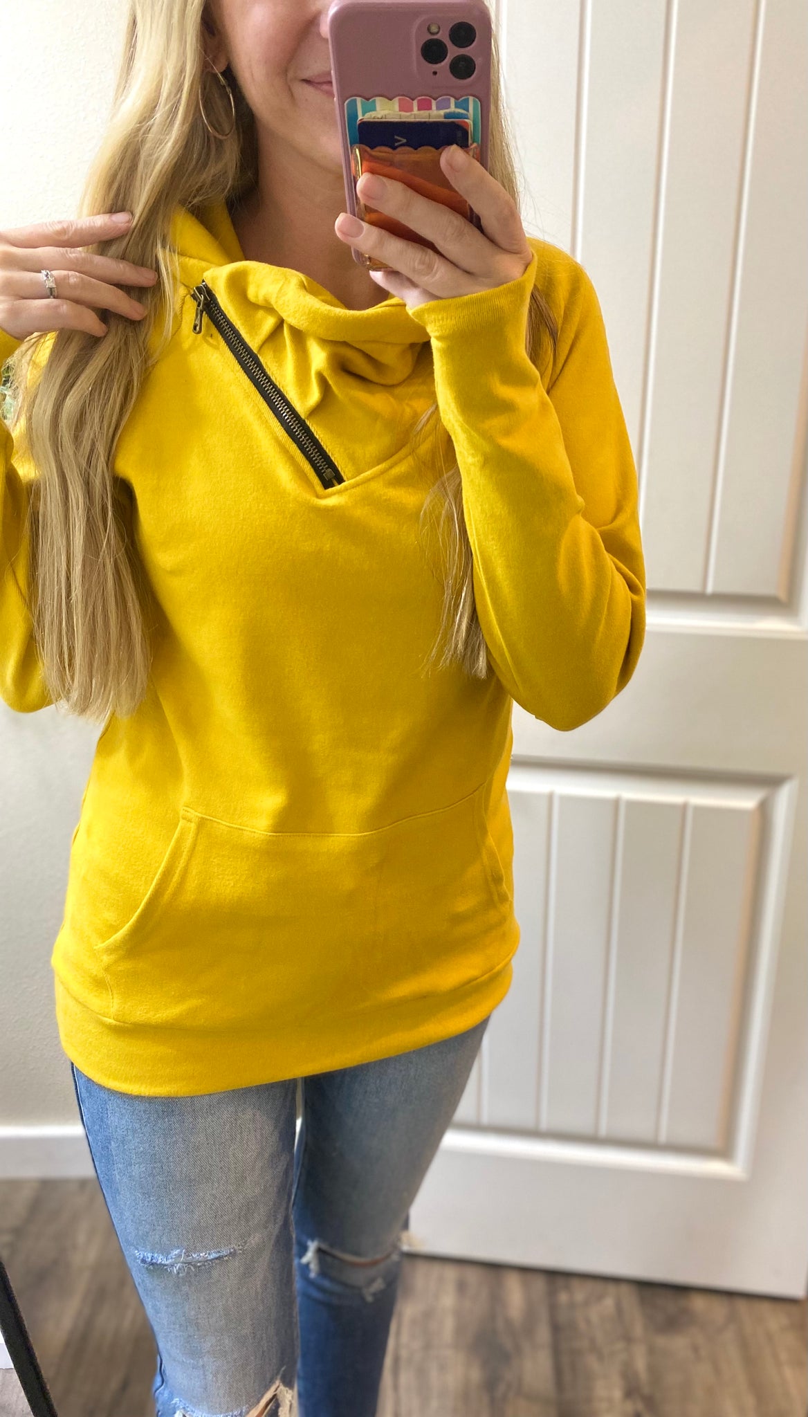MM Mustard Zip Cowlneck
