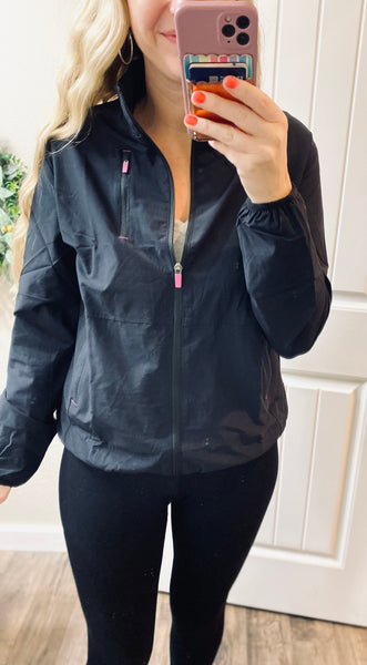 Black Water Resistant Running Jacket