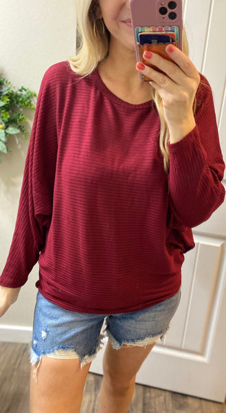 Ribbed BatWing Long Sleeves