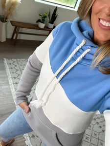 Blue Colorblock Hoodie