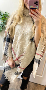 Turtleneck Knit Poncho