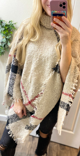 Turtleneck Knit Poncho