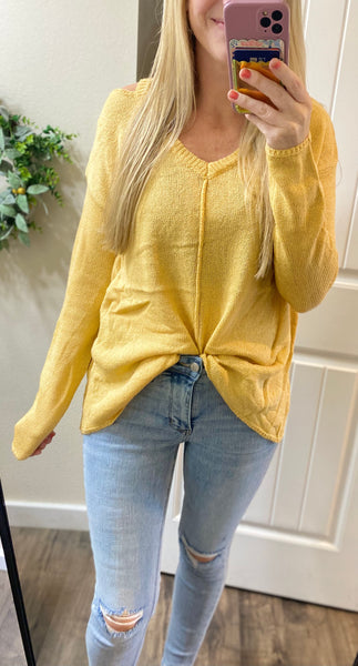 Knit Cut Out Shoulder V-neck Sweater