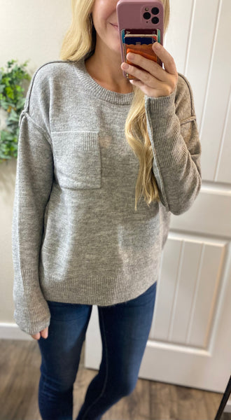 Melange Hi-Low Round Neck Sweater