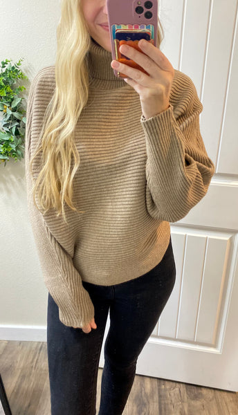 Viscose Dolman Sleeve Turtleneck Sweater