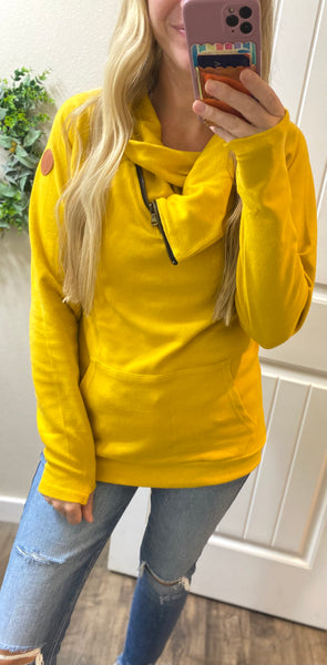 MM Mustard Zip Cowlneck