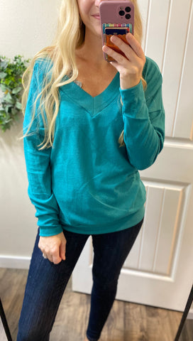 Teal Long Sleeve Knit Top