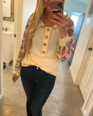 Boho Waffle Knit Hoodie