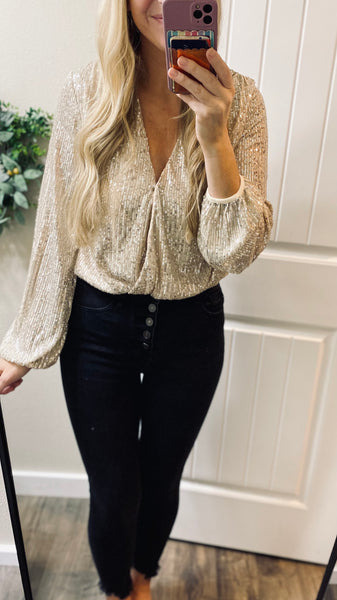 Long Sleeve Sequin Bodysuit