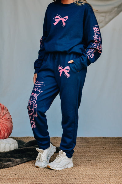 Nutcracker Bows Navy Joggers
