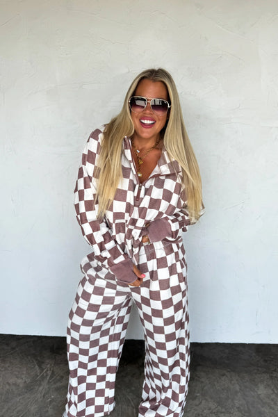 PREORDER Blakeley Camo/Checkered Wide Leg Joggers